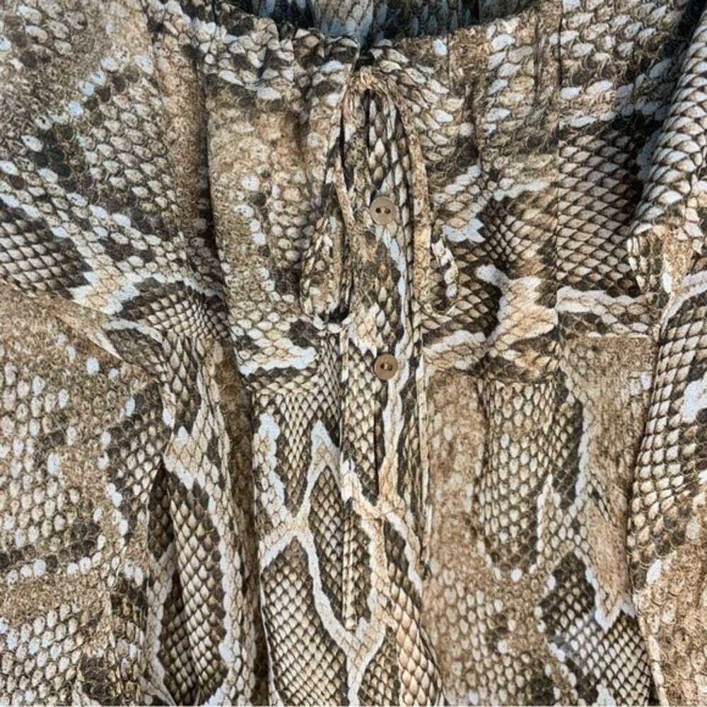ZARA snake print sheer balloon sleeve blouse women’s size small - Picture 2 of 5